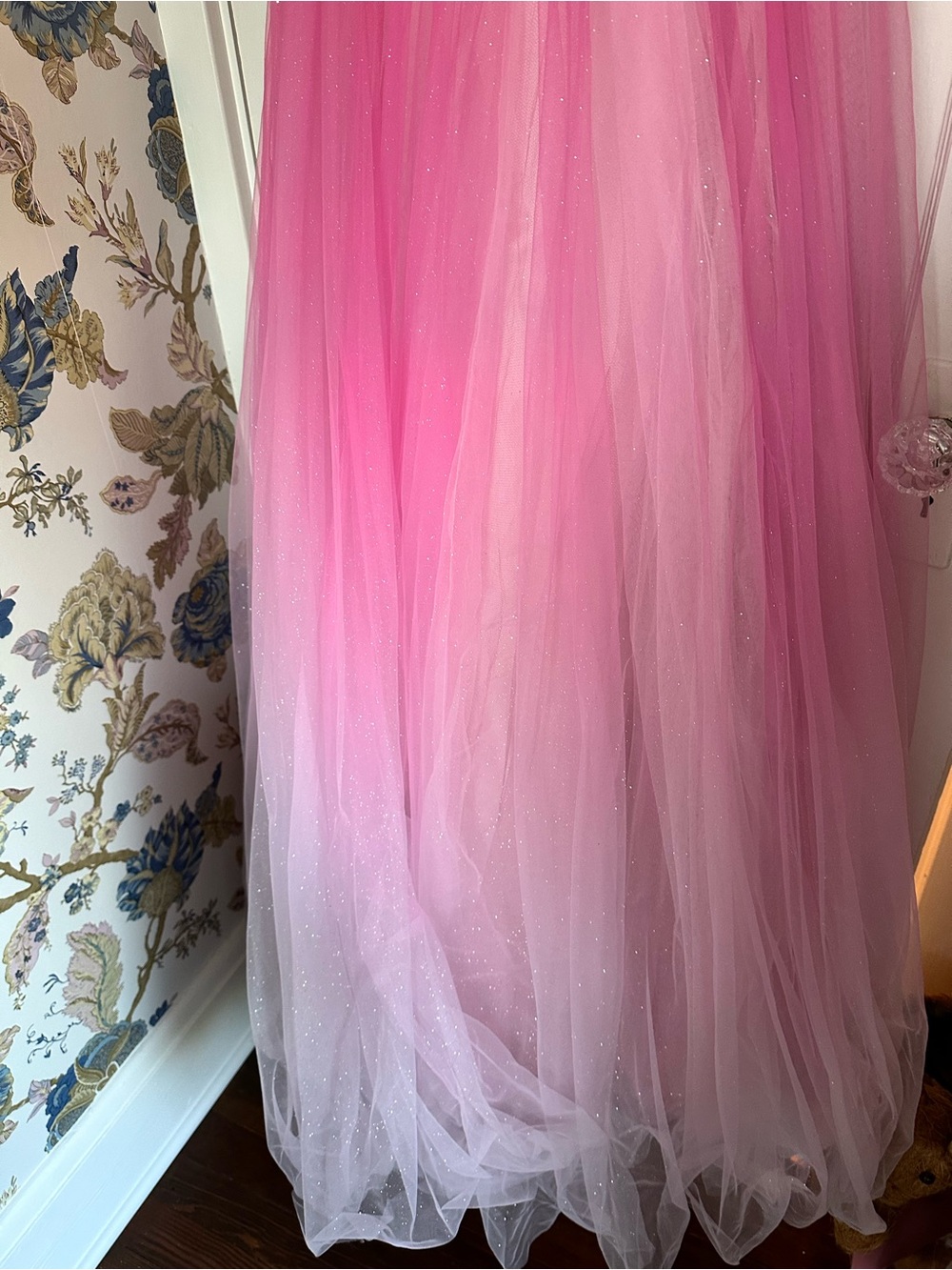 Mac Duggal Pink Ombre Sparkle Tulle Gown - Picture 5 of 6